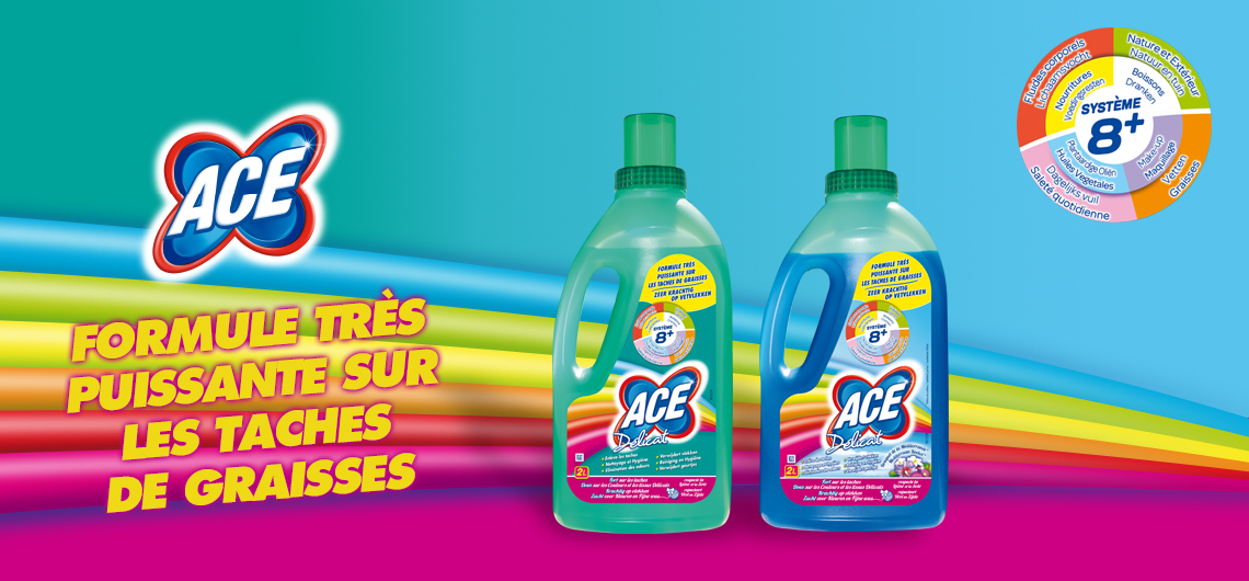 ACE Gentile, sur les tissus colorés et délicats, la véritable propreté à chaque lessive